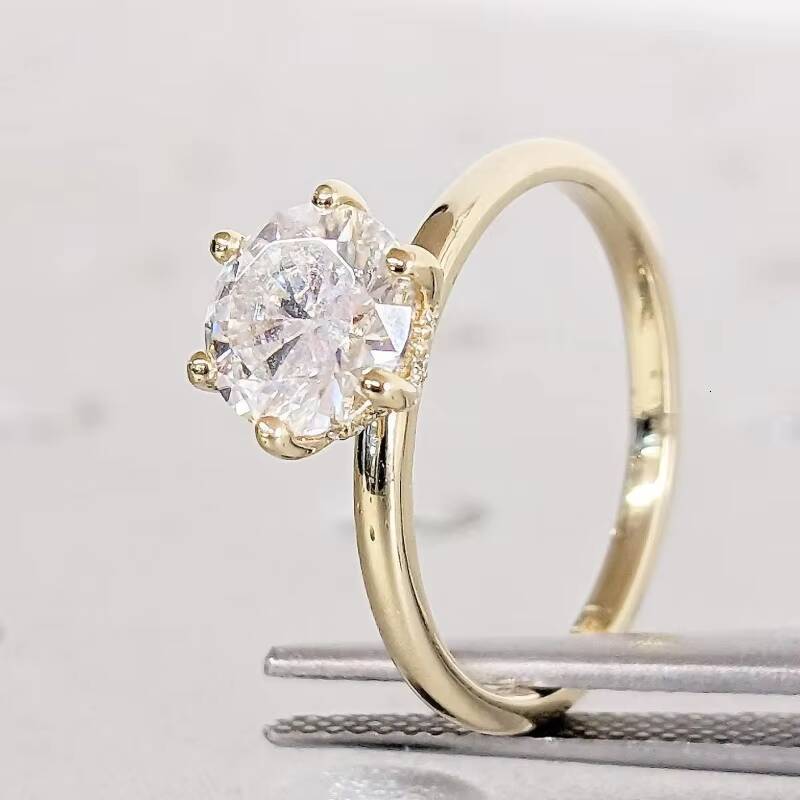 Gia Igi Certified CVD HPHT Lab Grown Diamond 14K/18K Solid Gold Minimalist Engagement Ring for Women Solitaire Style