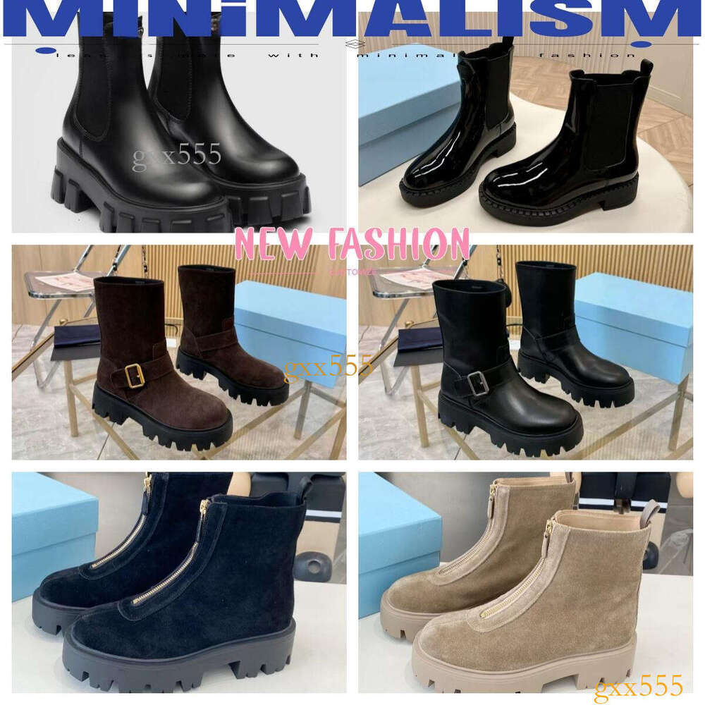 Elegant Brand Monolith Women Ankle Boots Chunky Combat Boot Lug Soles Black Party Wedding Lady Martin Booties Designer Shoes Triangle marker boots W