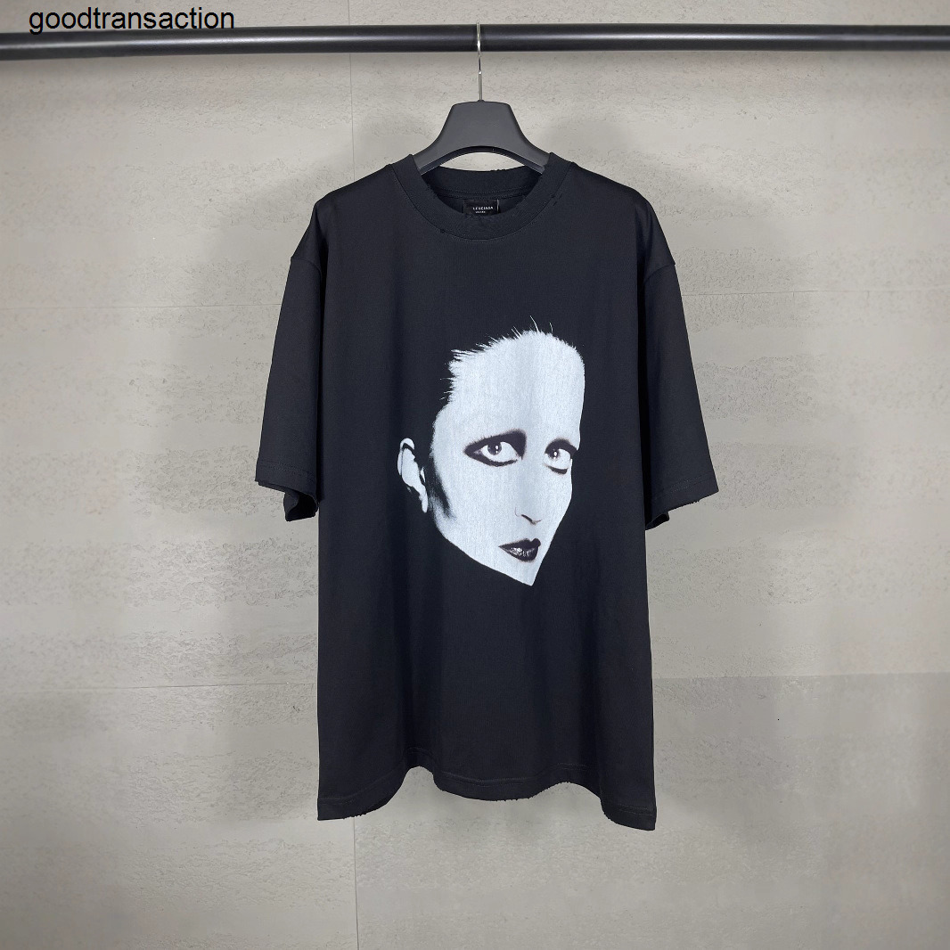 Top quality Designer clothes B Brand High Version Paris Collaboration Music Series Character Front and Back Print Distressed Limited Edition Short S