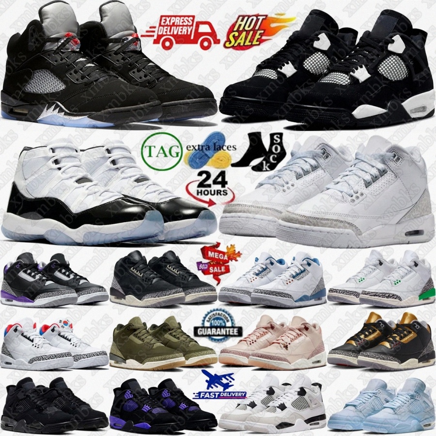 11 Basketball Shoes 4 3 5 Sneakers 4s Mans 11s Black Cat j4 White Thunder Gamma Blue Cool Grey Cherry Cave Stone White Cement Reimagined Fear Ton-image-892543774