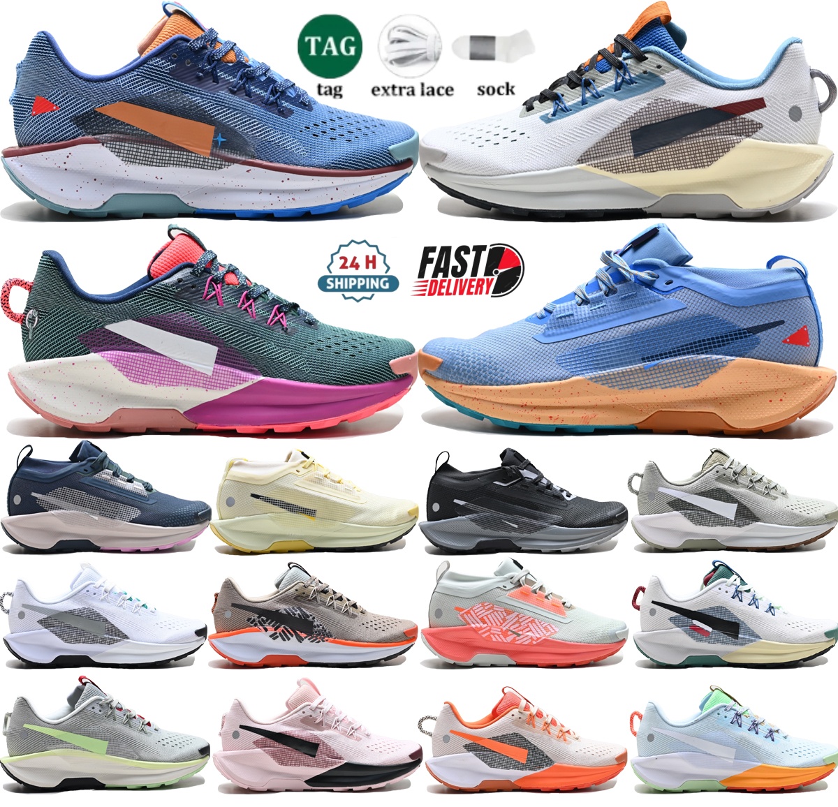 10A new Pegasuses Trail 5 GTX designer running shoes men women Classic Outdoor off-road Trainers Coral Crimso silver metal black white gray sports s