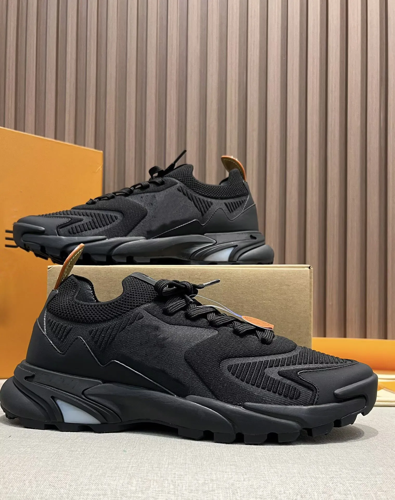 Top Quality Men Runner Tatic Trainers Technical Knit Calf Leather Sneakers Shoes Slip-on Fit Mesh Breathable Runner Sports Casual Brand Footwear 38-