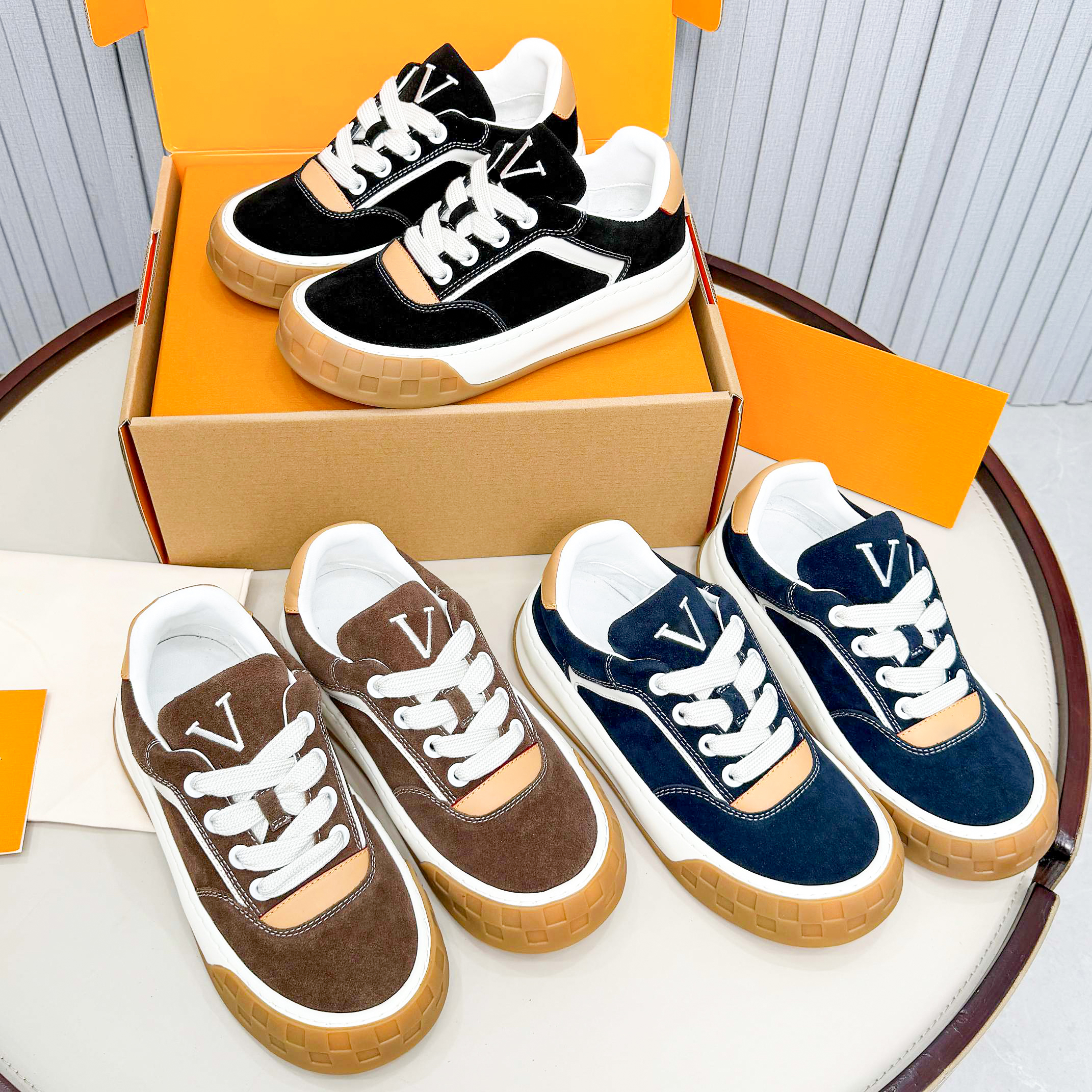 Top qualité Plate-forme de baskets inclinée Designer chaussure de course pour homme sport daim cuir broderie luxe gonflé formateur chaussure athl
