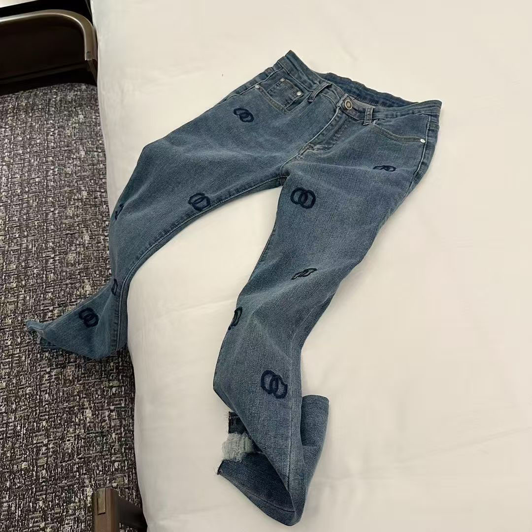 Designer's new Spring and Autumn large-sized 9-inch pipe pants, high-waisted and fashionable S- XL jeans 88 11