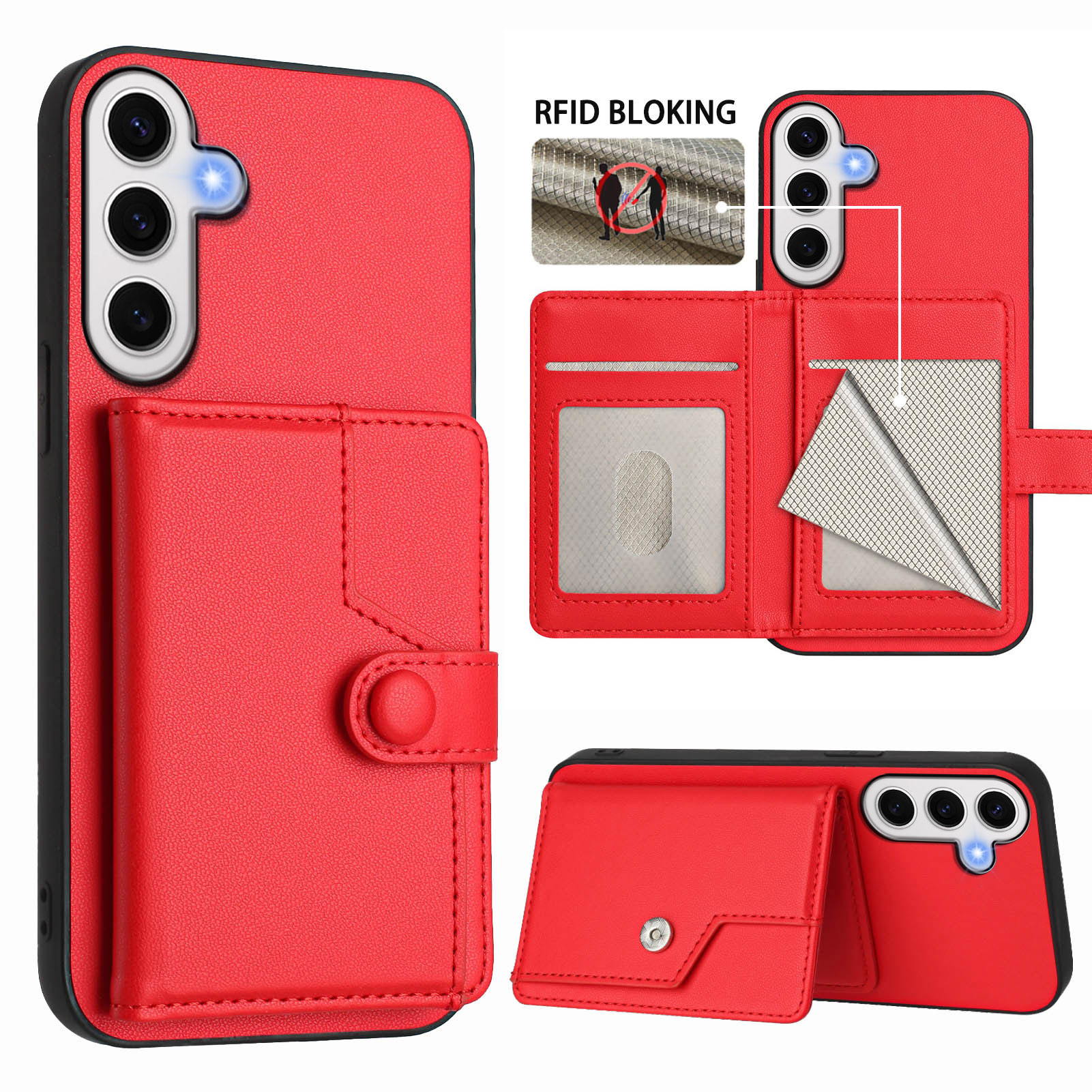 Leather Phone Case For Samsung Galaxy A37 A57 A07 A17 S26 S25 FE Edge A16 A06 A26 A36 A56 A55 A35 A25 A15 A05 Ultra Plus 4G RFID Blocking Card Slot