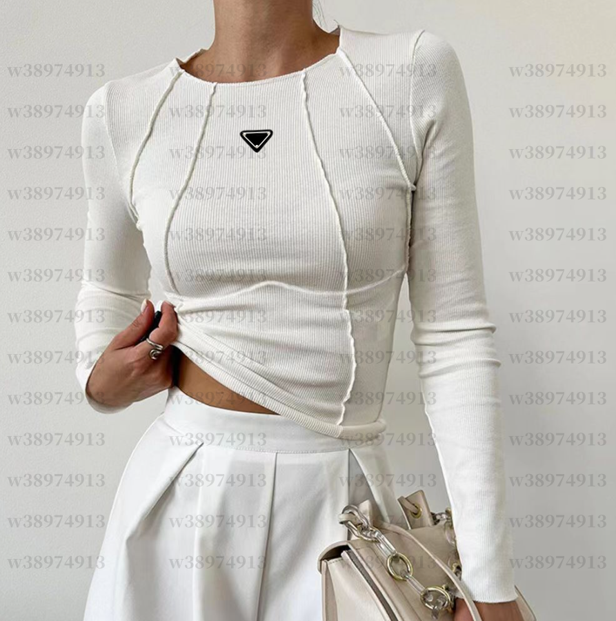 New Designers Womens Letter T-shirt Long Sleeved Base Shirt Black White Colors Tees Ladies Clothes Classic Elastic Slim Tops