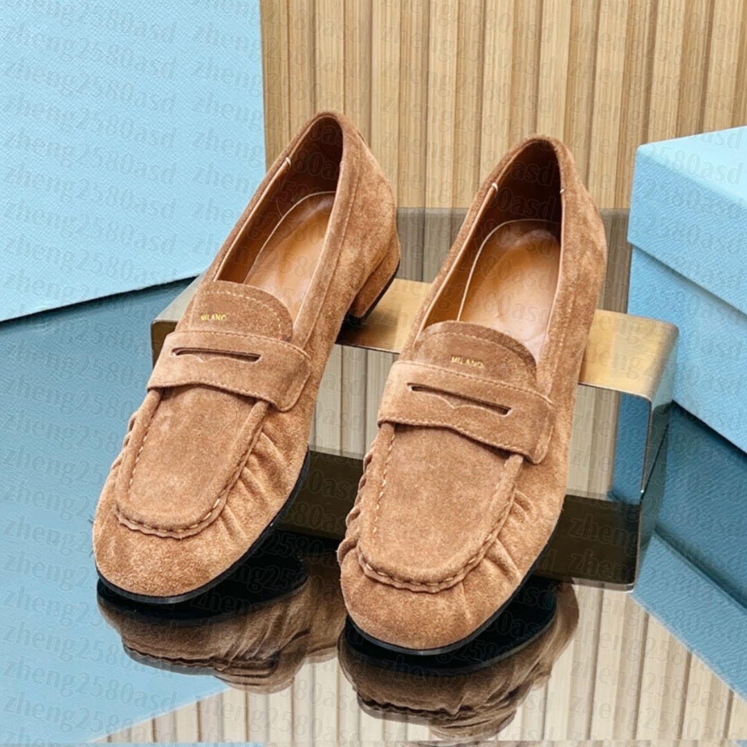 Luxury Womens Moccasin Loafers Shoe Suede leather Designer Platform Business Mary Jane promdress Shoe 11 autumn Scuffs outdoor sport Casual work wed