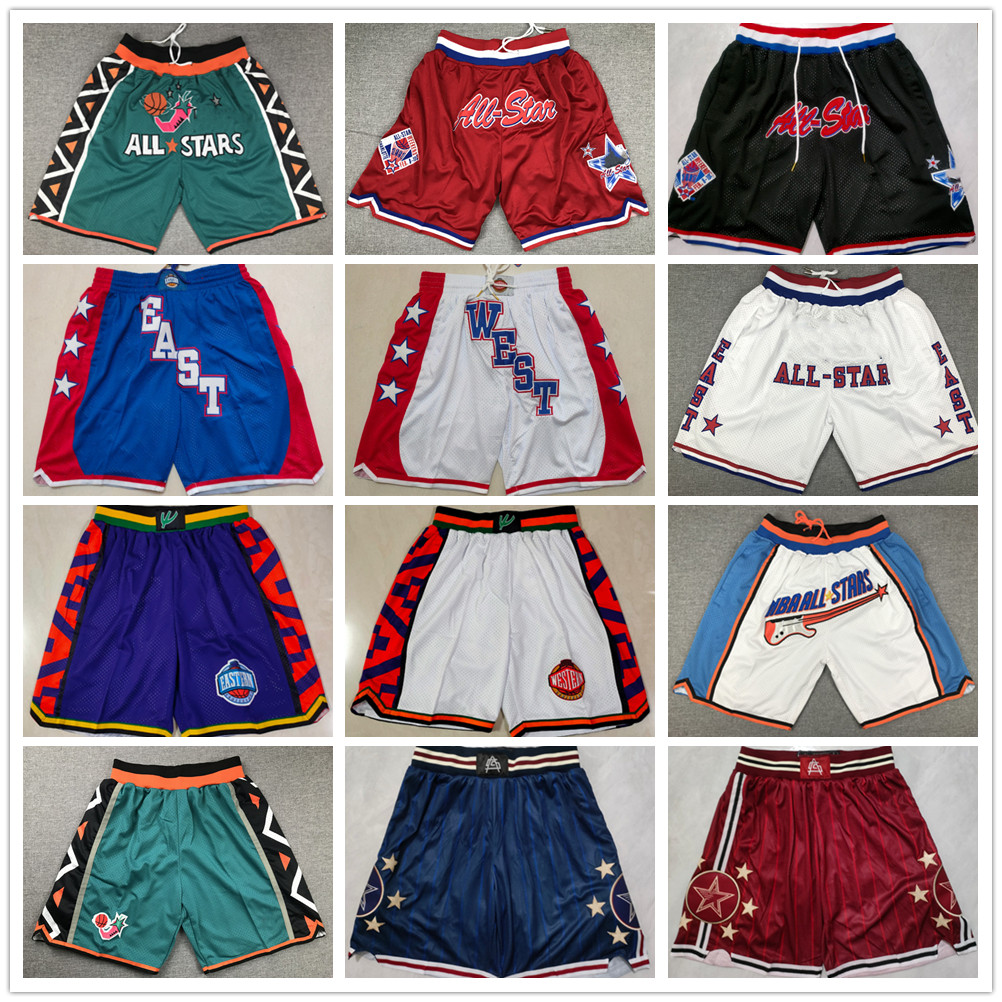 Pantaloncini da basket All Star da uomo 1991 1992 1995 1996 1997 2003 2024 Pantaloni sportivi orientali occidentali occidentali orientali cuciti