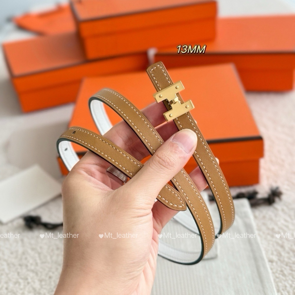 Ceinture fine réversible pour femmes, ceinture de luxe en cuir véritable, largeur 13mm, boucle en argent doré, ceinture en cuir Togo Epsom, taill