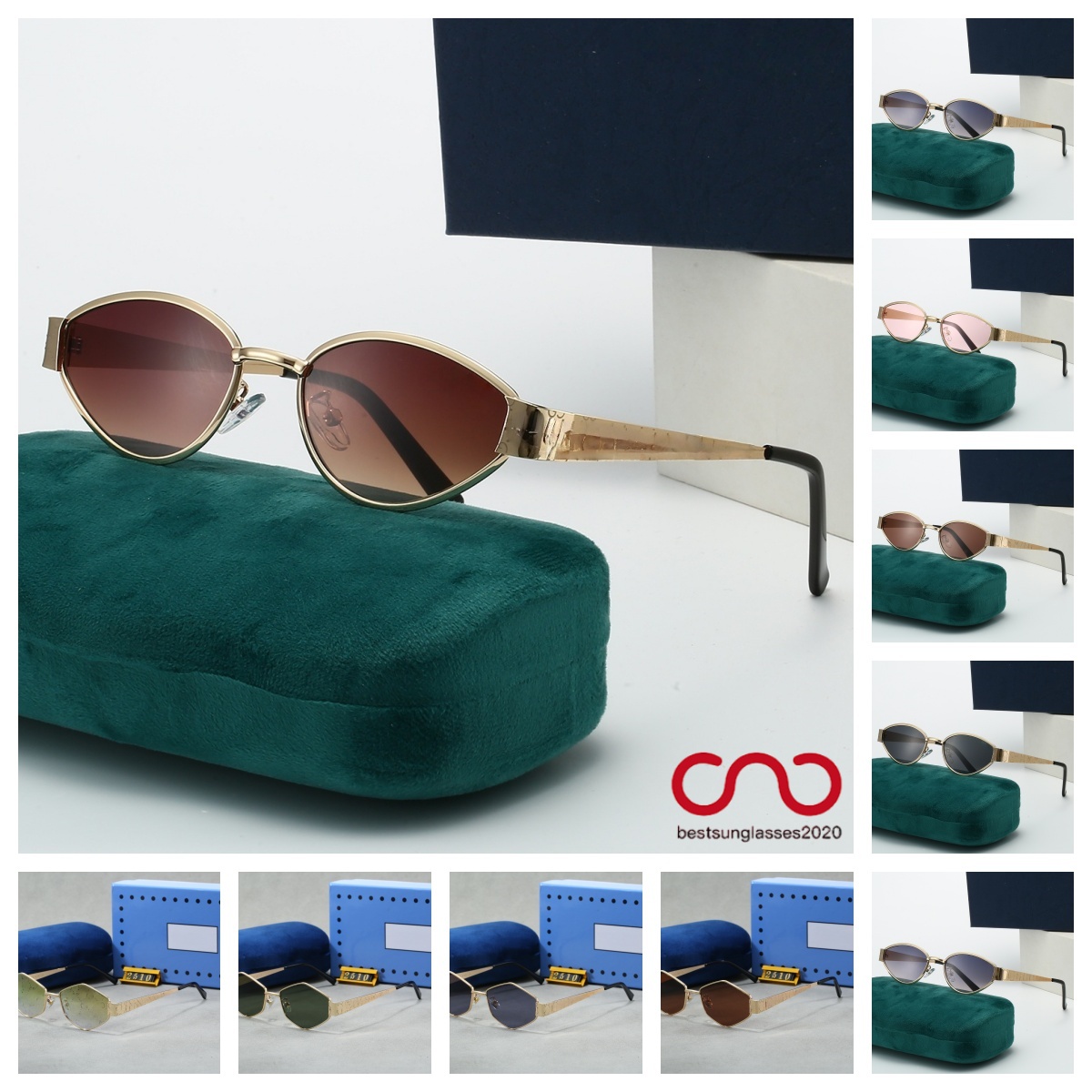 Nouvelles montures de lunettes de soleil hommes lunettes de soleil aviateur femmes petit cadre calme doré classique mode italienne cadre carré lu