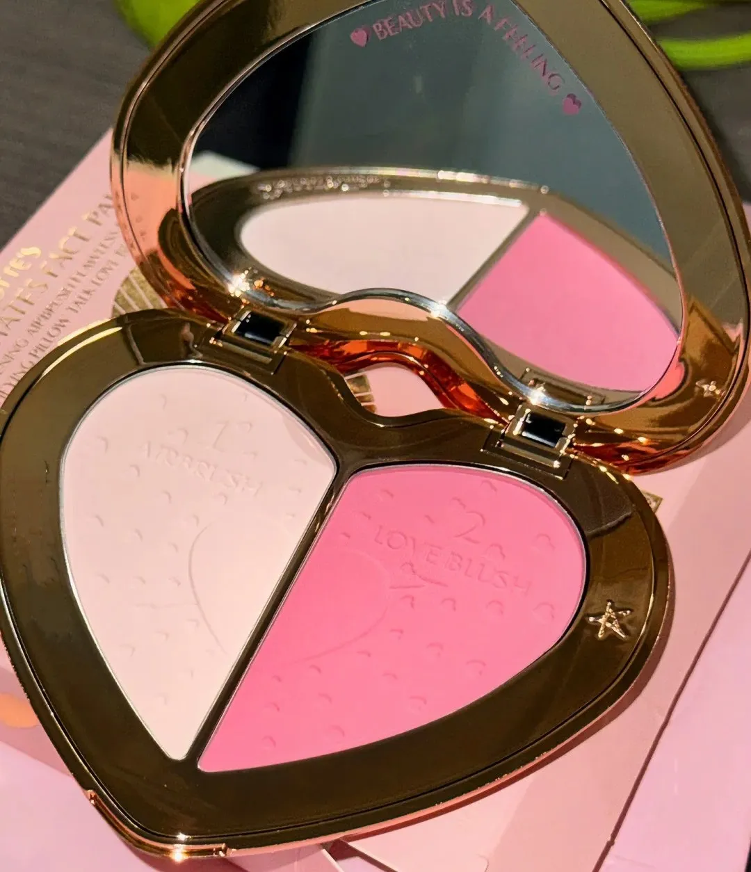13ml women beauty dualcolor heart shaped soulmates flawless brightening blush face powder palette makeup peach pink pressed blusher compact limit-image-1091792644