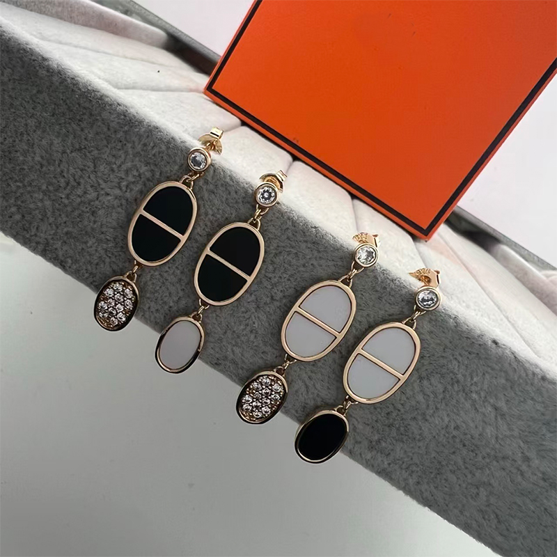 Classic Pig Nose Pendant Earrings Luxury Crystal Brand H Earrings Women's Stainless Steel Earrings Designer