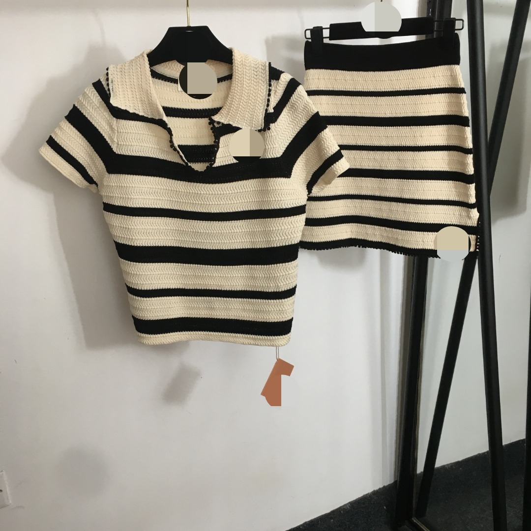 100006 2026 Milan Style Spring Summer Brand Same Style Two Pieces Sets Skirt Crew Neck White Empire Short Sleeve Dress 20244311-image-998005840