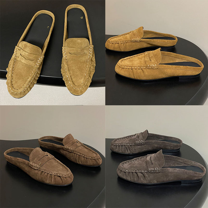 mules LE LOAFER en daim pour femmes designer de luxe avec mules mocassins souples cousues à la main en cuir de veau et laiton design classique mo