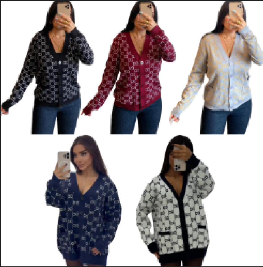 Designers knit sweater Women's V-Neck Cardigan knitted sweaters pullover coats women winter Versatile Geometric print Sweatshirts
