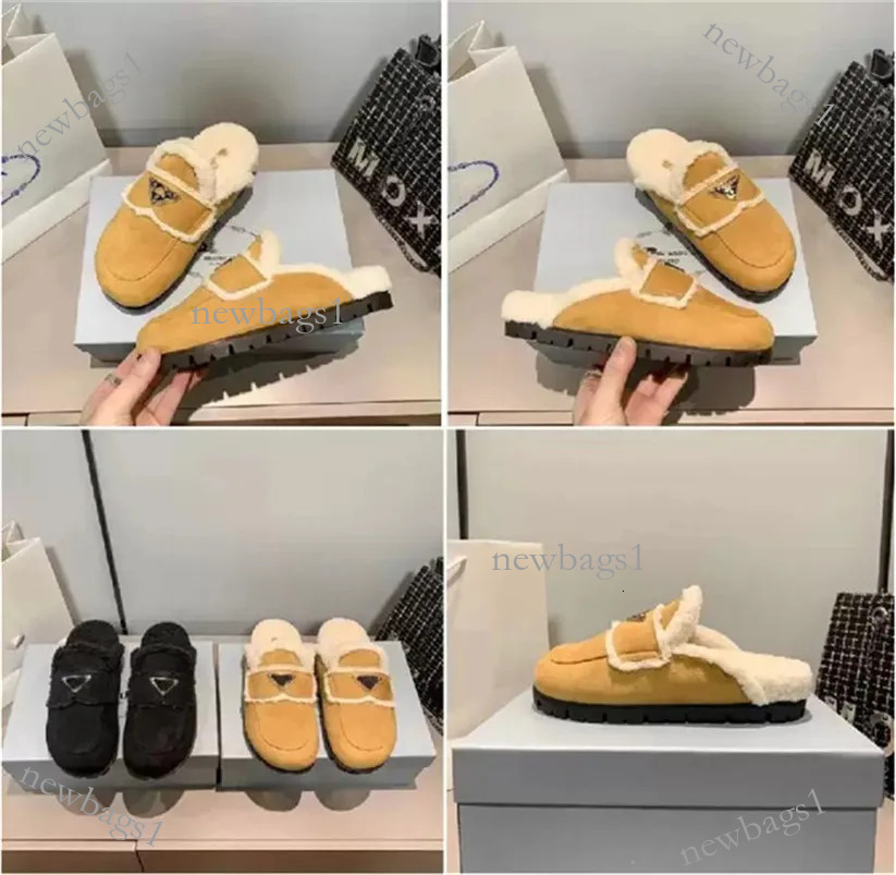 Pantoufles en peau de mouton à plateforme épaisse pour femmes, marque Muller de styliste, chaussures d'hiver à fond épais en fausse fourrure, dia