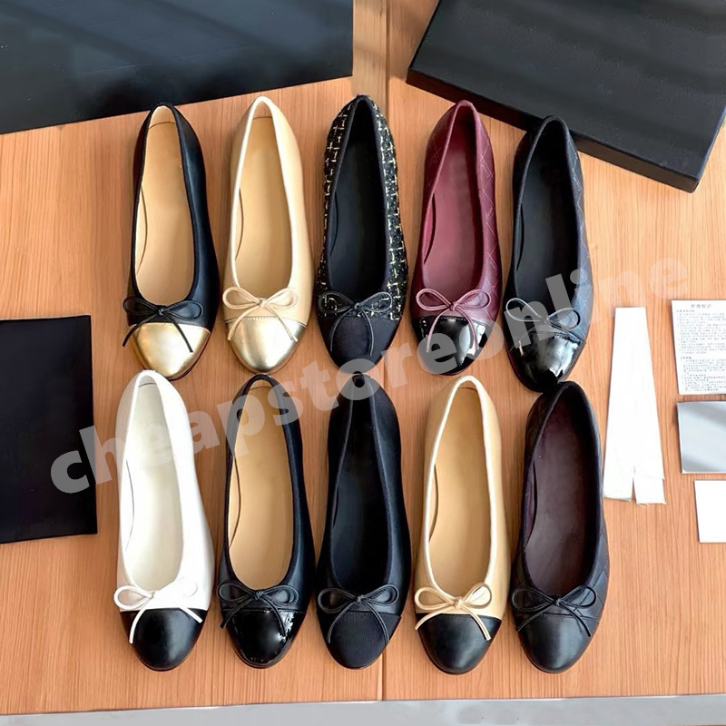 Designer Paris Brand Dress Shoes Chaneslshoess Black Ballet Flats Heels Trainers Womens Quilted Genuine Leather Slip on Ballerina Luxury Round Toe L