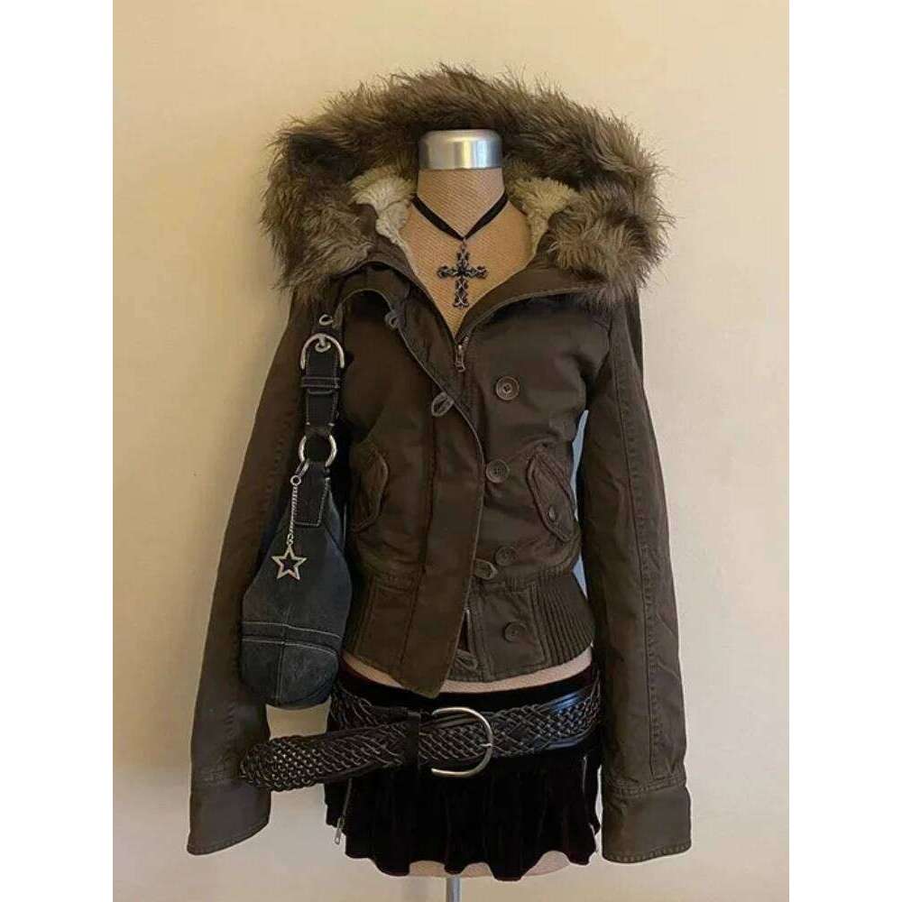 2026 Lente Retro Faux Bontjassen Vrouwen 2000S Amerikaanse Vintage Jassen Harajuku Gotihc Punk Kleding Jean Parka Vrouwelijke uitloper