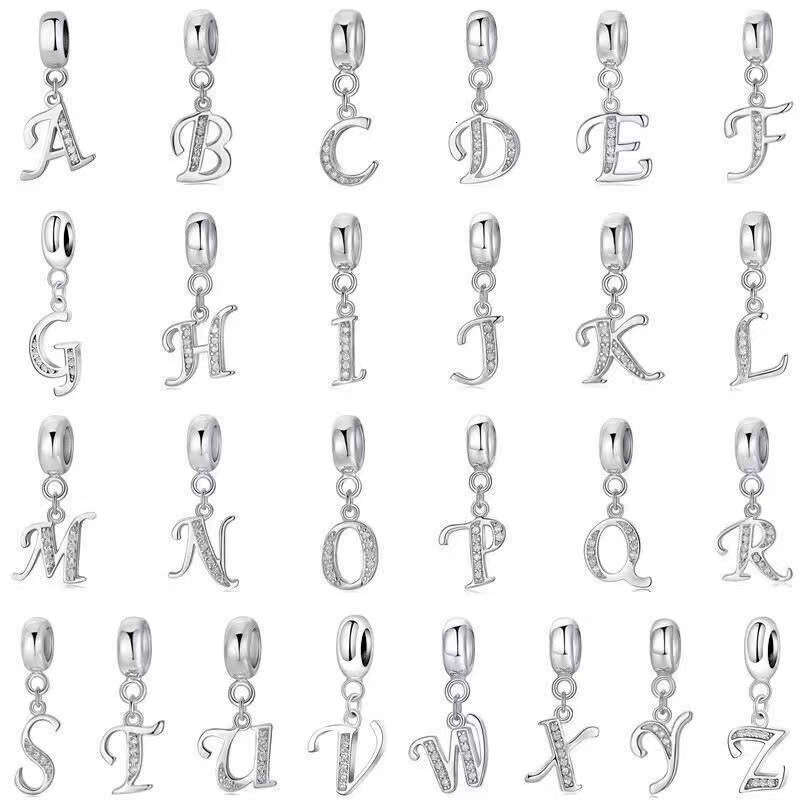 Luxury-luxurious trendy beaded accessory with diamonds, white copper and thick silver, fashionable flush-set DIY letter pendant, pendant decorati-image-661984302