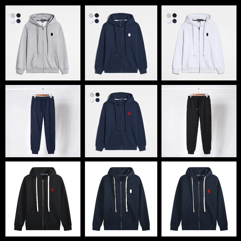 PO Men's Designer Hoodie LO 2026 Early Spring New Style Cotton Pattern Embroidery Loose Casual Pure Cotton Hooded Cardigan Zipper Hoodie Pants