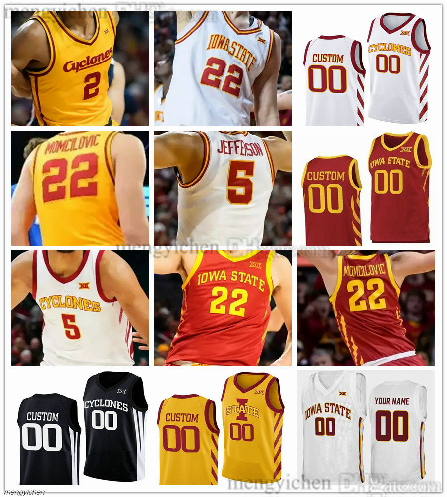 Maillot de basket-ball Cyclones de l'Iowa State College 5 Joshua Jefferson 22 Milan Momcilovic 27 Killyan Touré 23 Blake Buchanan 1 Batemon 0 Nat