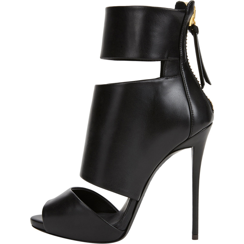Spring and Autumn New Pointed Toe Fish Mouth Open Toe Sandals Thin High Heeled Dress Daily New Fashion Summer Gladiator Sandals Black High Heels Lad