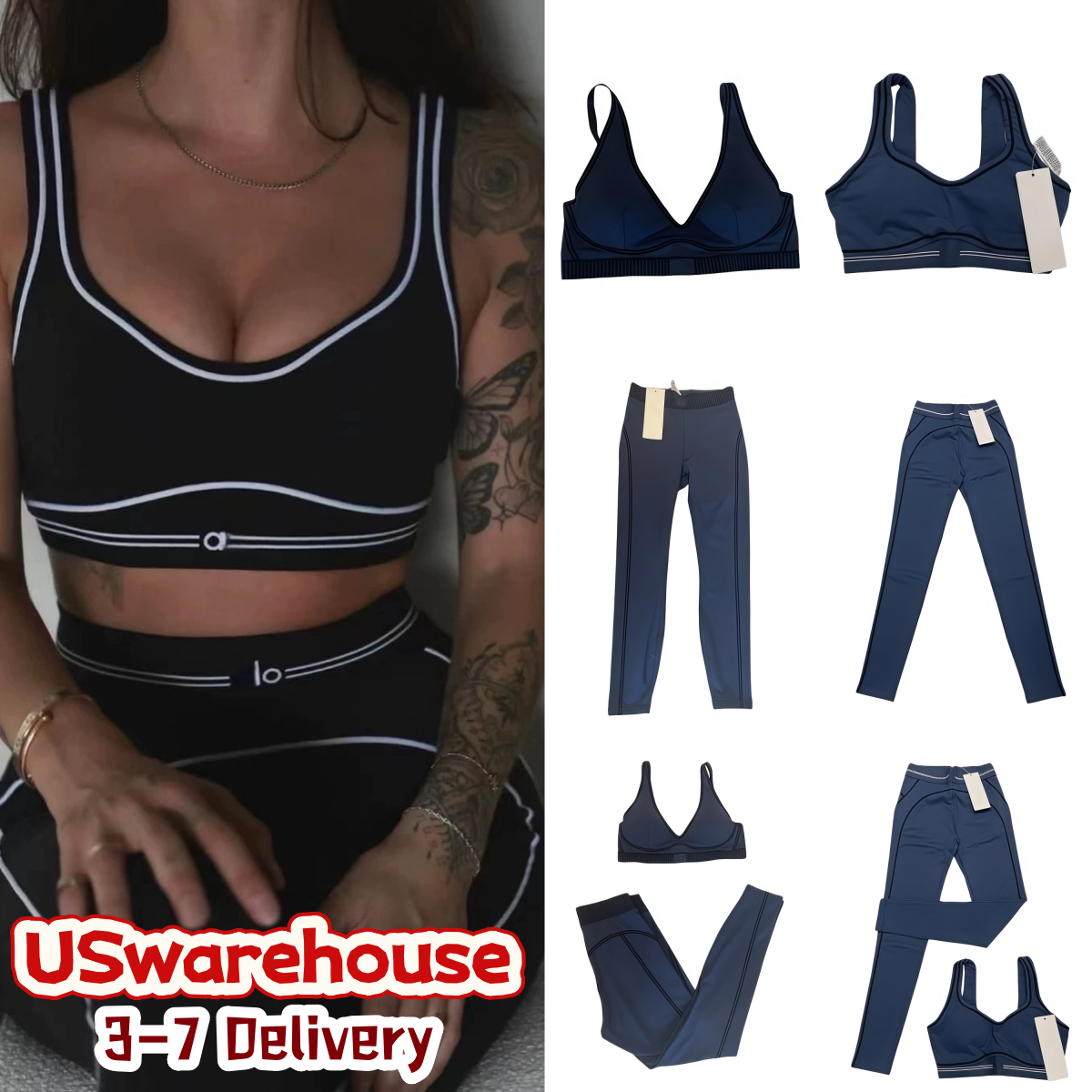 2026 NEW 10A top Breathable Bra leggings Set Women Soft Elastic Pants Socks Outfits Sports Pants Fitness Wear Set Women clothes Shorts Alosetisms-image-1091789321