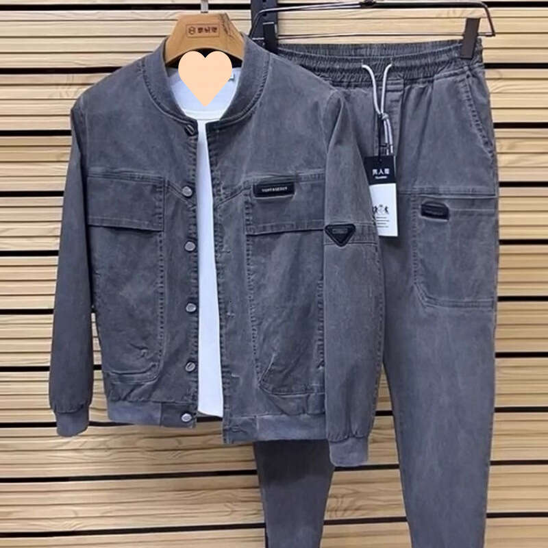Men 2025 Pants Complete Set Casual Suit Spring Autumn Fashion Multi-Pocket Two-Piece Simple Versatile Jacket And 's