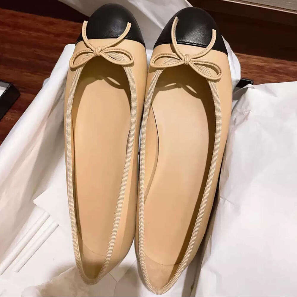 designer CC shoes Paris Brand ballerina Ballet Flats shoesWomen Quilted Genuine Leather Slip on Ballerina Luxury Round Toe Ladies Dress Shoes HJ2G S
