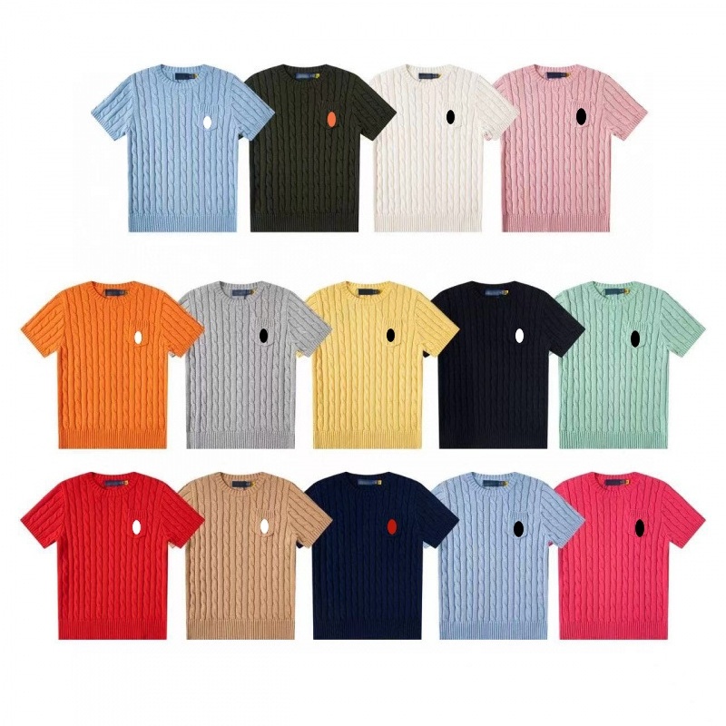 Designer T Shirt Women's Knits Classic Embroidered Polo in Chest Pocket Women Fashion Casual Round Neck Pullover Elegant Twist Short-Sleeve T S
