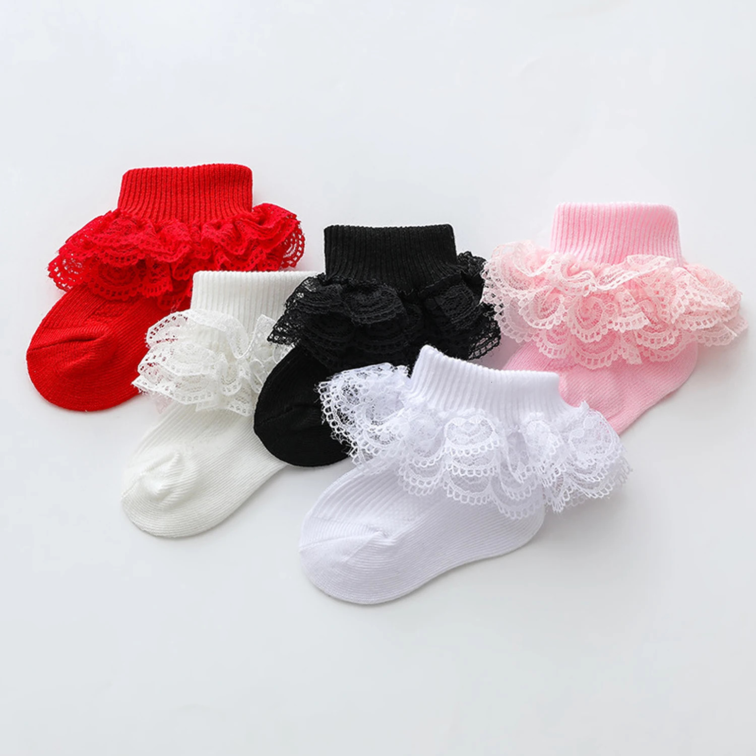 2026 New New Perfume 5 Cologne Pairs cologne Of Cologne Trimmed For Baby Girls Double Layered perfume Lace Trim Cute Princess Style Dance Socks Perf