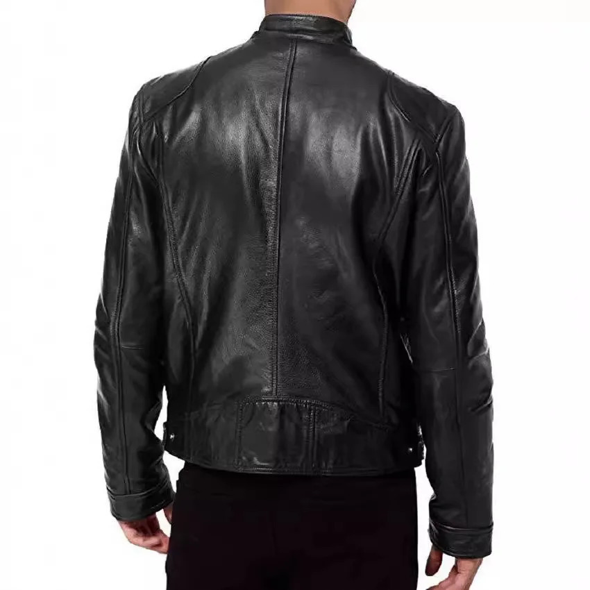 Punk Leather Motorcycle Jacket For Man Stand Collar Biker Mens Windbreaker Pu Faux Thickened Winter Jackets 260112 6d