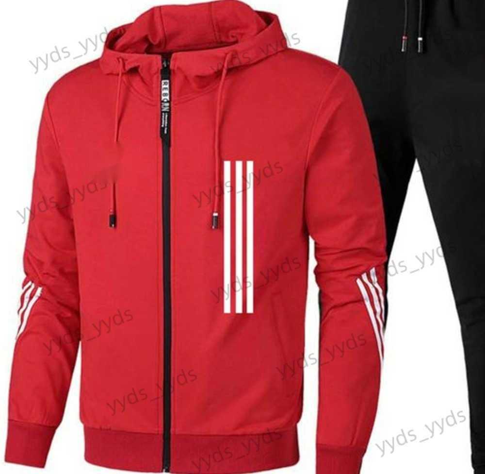Men's Tracksuits Winter Autumn Mens Zipper Tracksuits Clothes New Trend Casual Stitching Jogger Tech Fleece Sportswear Hoodie Pants Womens T