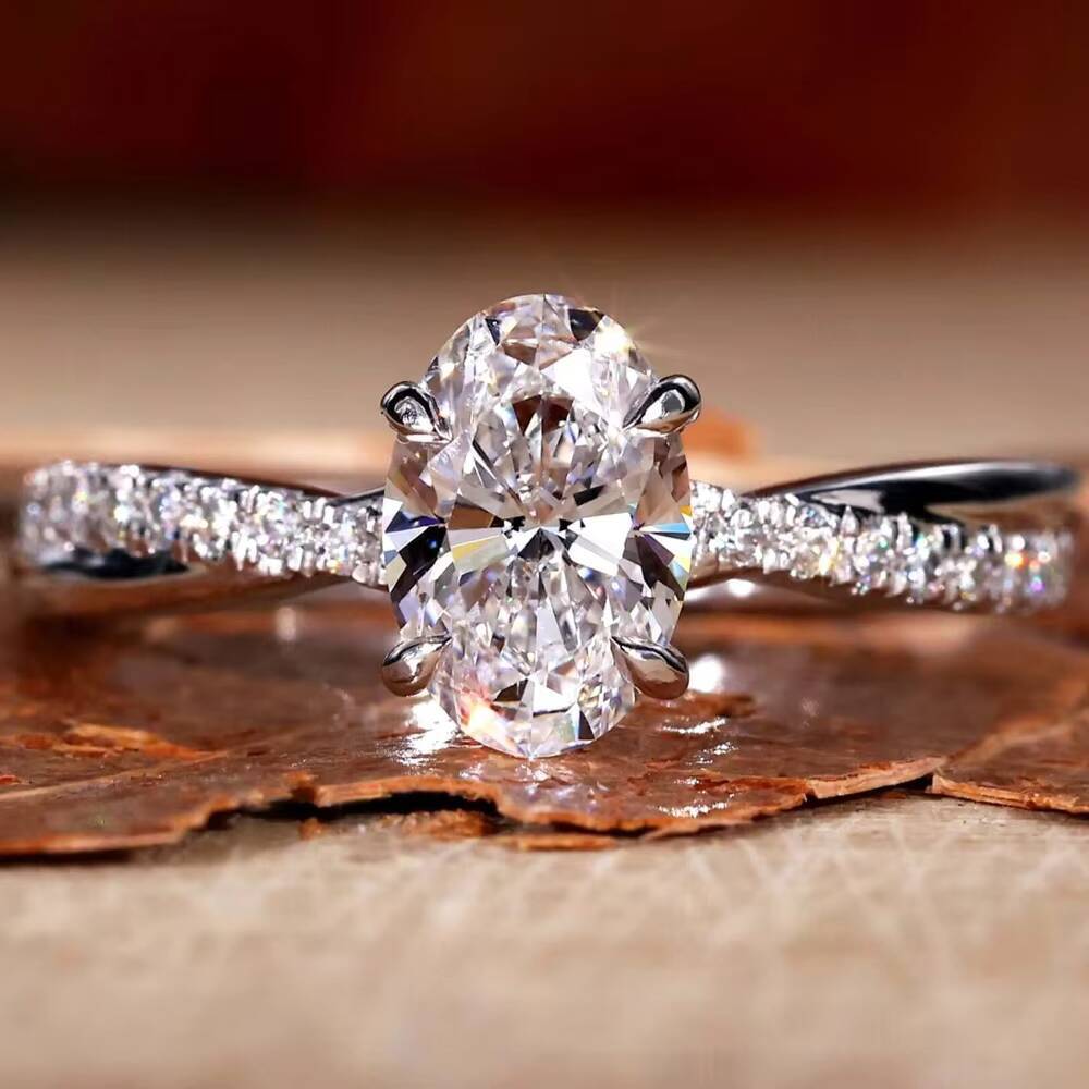 Custom Wedding Jewelry IGI Certified Lab Created Grown Oval Cut Diamonds 3 Carats 18K 14K Real Gold Lab Grown Diamond Ring