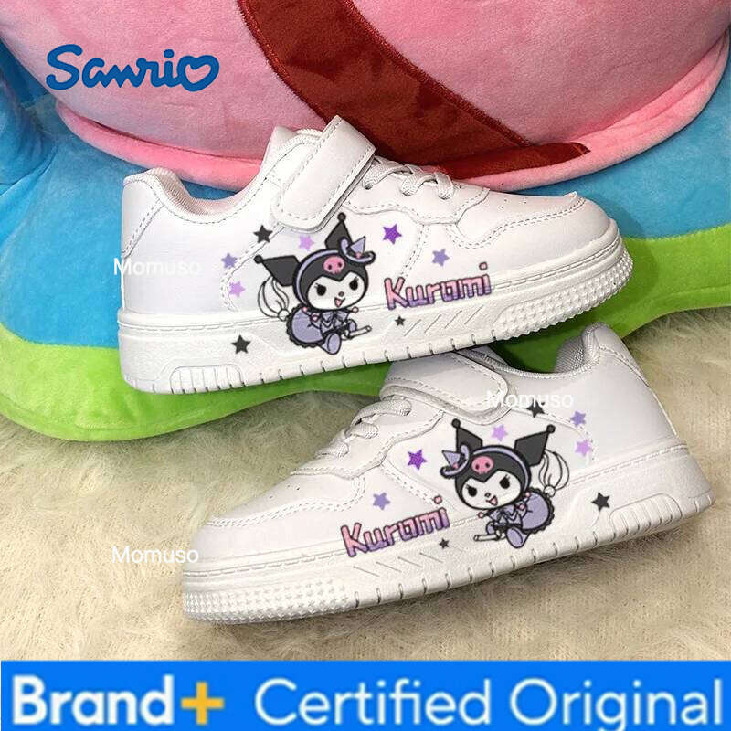 Sanrio Mignon petit blanc Kuromi UV impression 2025 nouvelles loisirs grandes chaussures pour enfants campus plat antidérapant. H260115