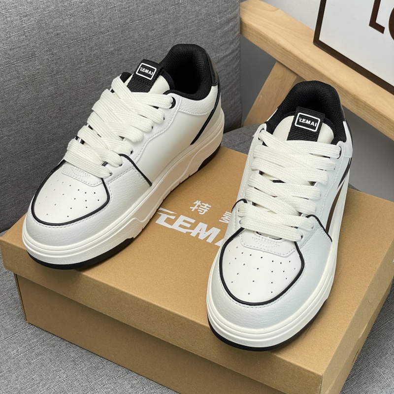 Luxury Brand Designer Shoes TEMAI 2026 Fashion Unisex Platform Casual Sneakers White Black Leather Upper Lace Up Sports Shoes For Men Women