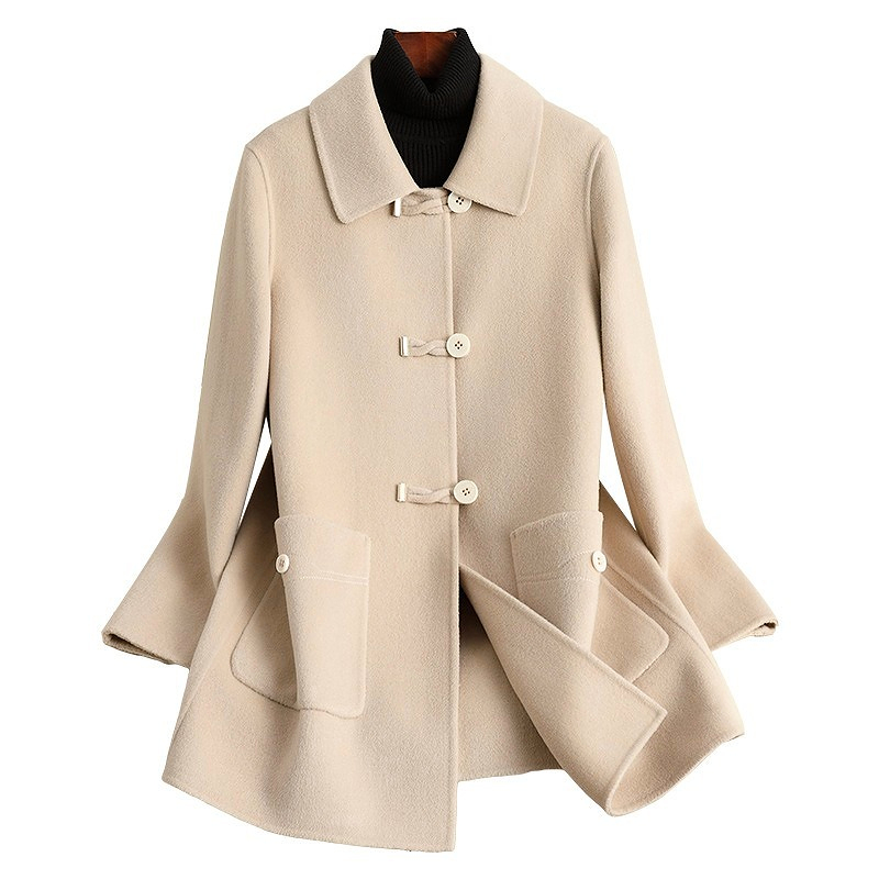 Manteau en laine polaire Double face pour femme, court, automne et hiver, nouveau style chinois, vêtements pour mères, D6510, 2024
