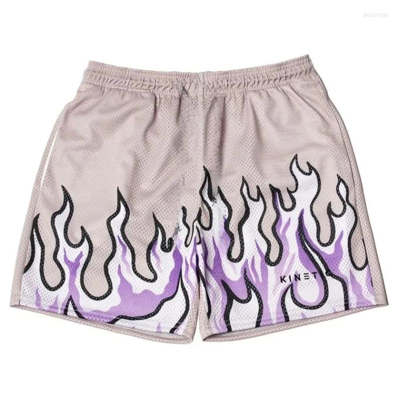 Men's Shorts 2026 Mesh Breathable Men GYM Basketball Running Quick-Drying Baggy Flame Print Fashion Summer