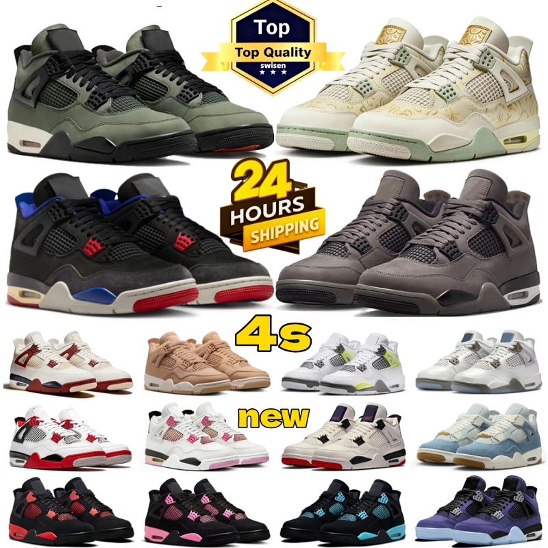 4s Basketball Shoes for Men Women Designer Sneakers 4 Black Cat Rare Laser University Blue red thunder Bred Flats Sports Shoe Mens Military Black