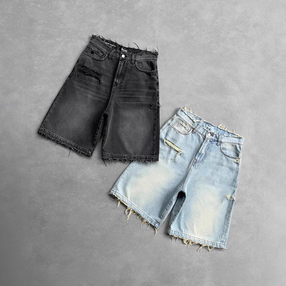 Stock High Quality Jean Shorts Summer Streetwear Men Women Fashion Drill Vale Denim Short Pants 250826