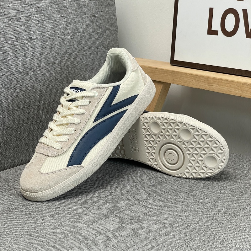 Luxury Brand Designer Shoes TEMAI Trendy Shoes 2026 New Arrival Unisex Low Top Casual Sneakers Beige Navy Blue Canvas Suede Upper Vintage Style Stri