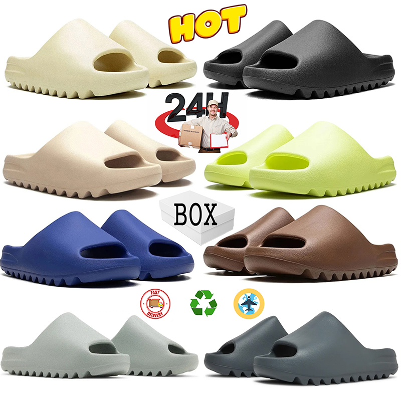 Designer Pantoufles Hommes Femme Chaussures Onyx Glow Green Azure Bone Grey Classic Sliders Intérieur Sandales de plage extérieures avec boîte 37