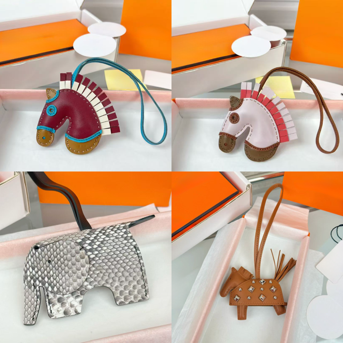Woven Horse Bag Charm Designer Rivet Pony Pendant Real Leather Tassel Zebra Head Pendant Unicorn Ornament Unisex Fashion Gift Keychain Classic Purse