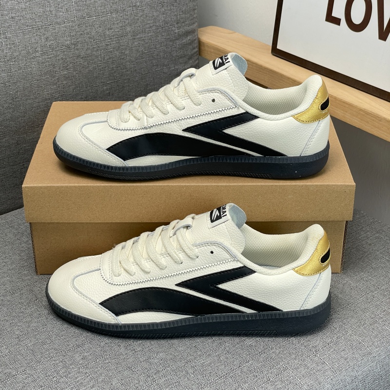 Luxury Brand Designer Shoes TEMAI Free Shipping Luxury 2026 New Arrival Unisex Low Top Casual Sneakers White W/ Black Gold Leather Retro Striped Sho