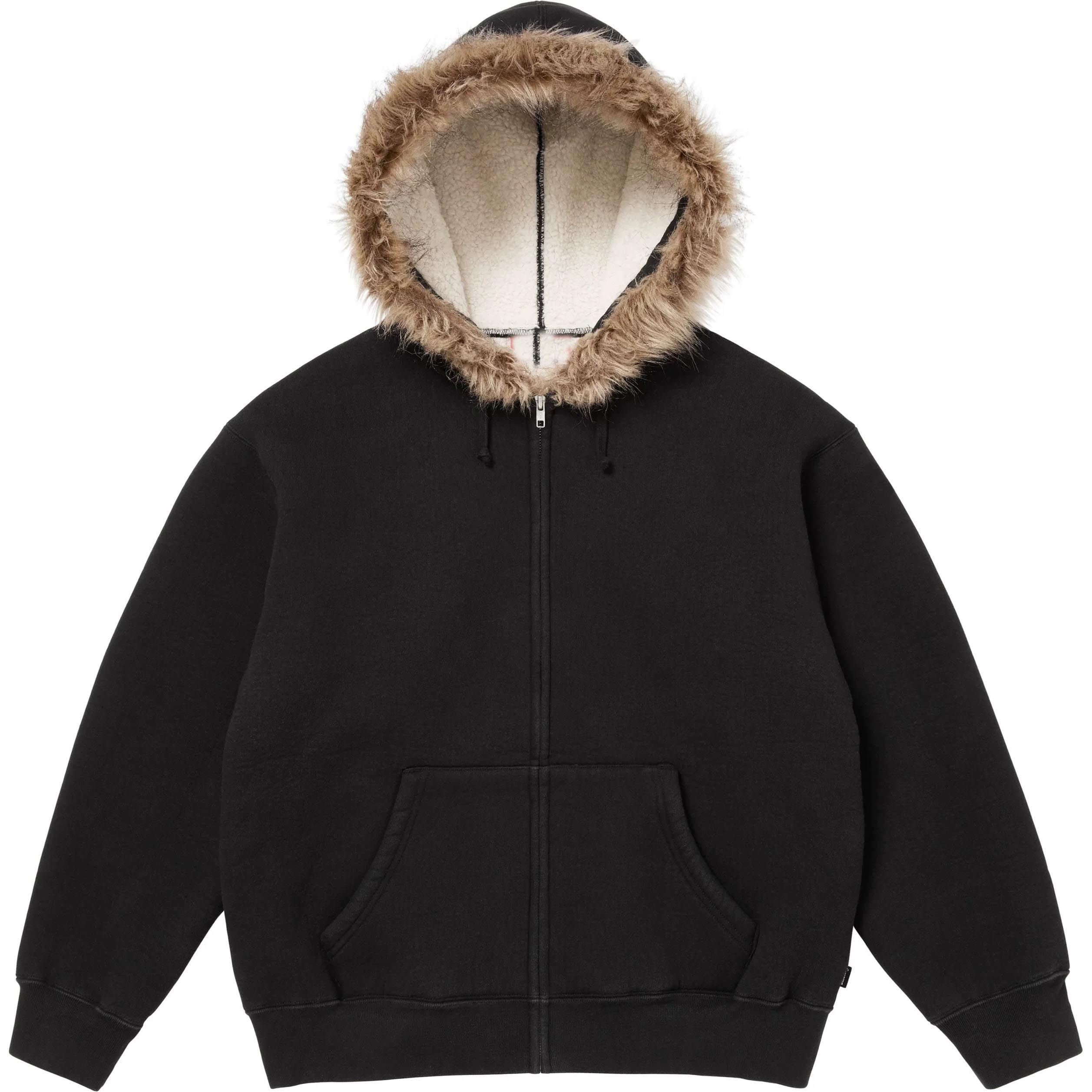 25FW Faux Fur Zip Up Hooded Sweatshirt Fashion Men Women Letter Hoodies Skateboard Hip Hop Autumn Winter High Street Unisex Streetwear