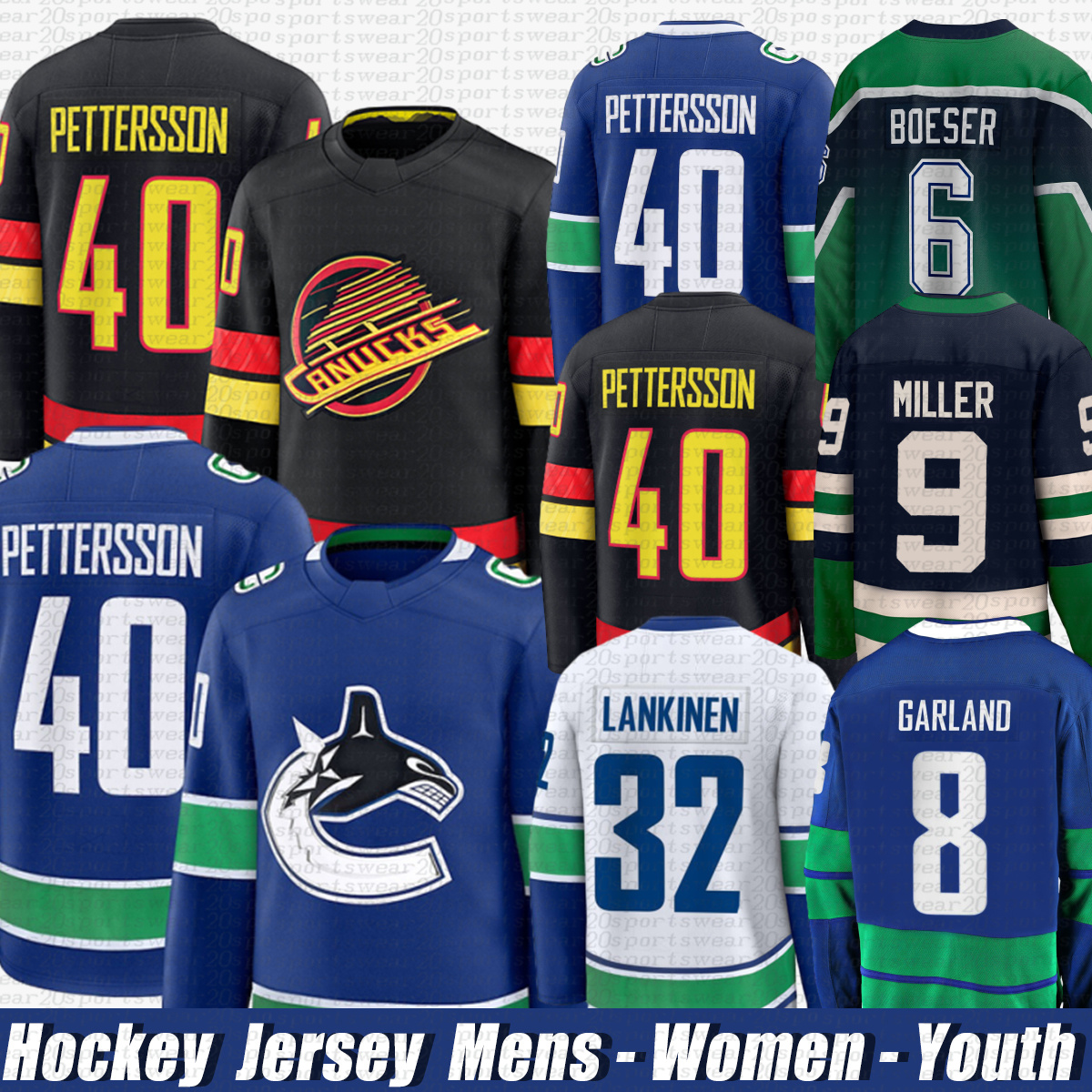 43 Quinn Hughes vancouvers hockey jersey canucks jersey Elias Pettersson JT Miller Brock Boeser Thatcher Demko Conor Garland Kevin Lankinen Trevo-image-928598501