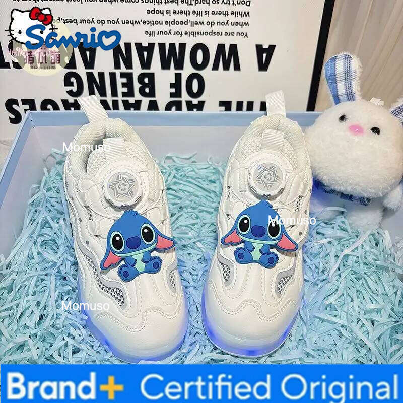 Sanrio Anime Stitch Kawaii Children's Fashionable Outdoor Sports Led Light Kids Girl Walking Shoes Kuromi Heelys H260115