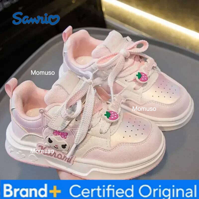 Sanrio Kuromi motif de dessin animé chaussures plates pour enfants sont confortables couleur-blocage polyvalent à la mode anti-dérapant chaussure