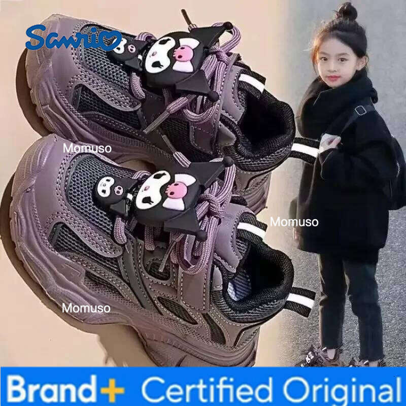 Sanrio 2025 automne nouveaux enfants baskets pour filles mode mignon Kuromi doux confortable semelle épaisse décontracté lumière école chaussures