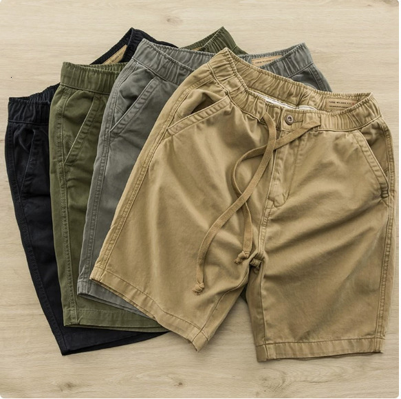 Short décontracté à Texture d'été pour hommes, pantalon mi-long d'extérieur à cinq points, ample et Durable, tendance, rétro, vêtements de travai
